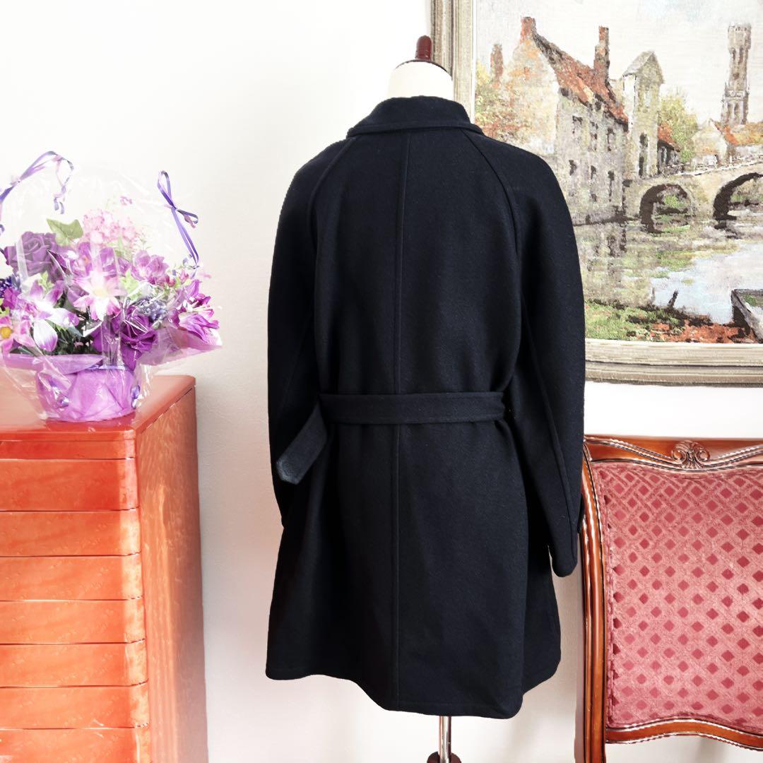 極美品 HERMESエルメス ネイビー ベルト カシミヤ ダブルフェイス