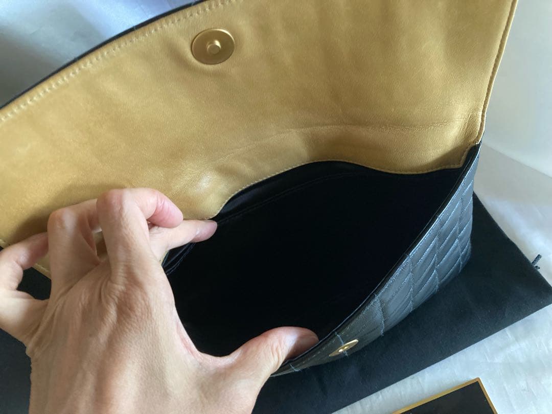 極美品♡ラムスキン チョコバー 2.55 バイカラー チェーンバッグ W