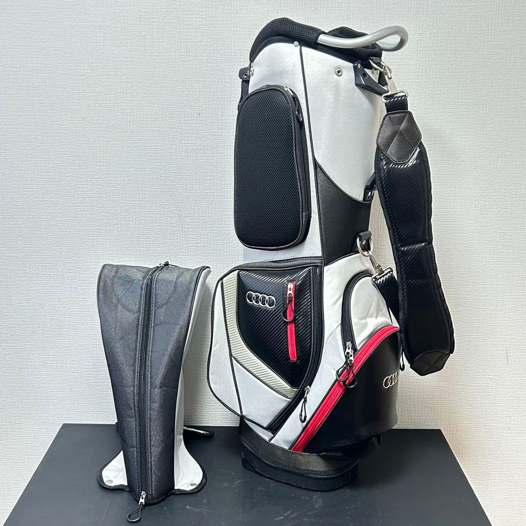 アウディ 純正 キャディバッグ ホワイト×カーボンBK 5分割 希少モデル アウディ 純正 キャディバッグ ホワイト×カーボンBK 5分割 希少モデル