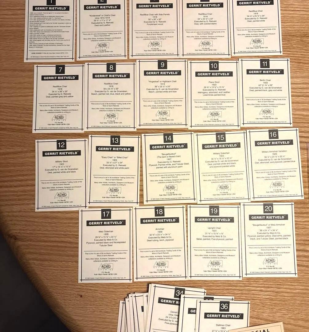Gerrit Rietveld 椅子 トレーディングカード 36枚セット - アート