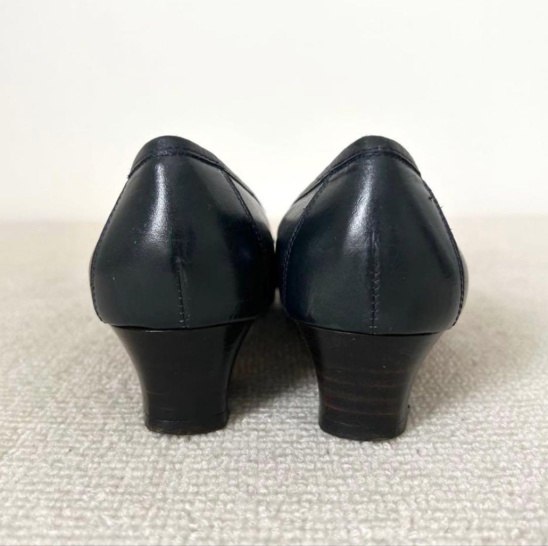 美品 サルヴァトーレ フェラガモ パンプス ネイビー ローヒール 23cm