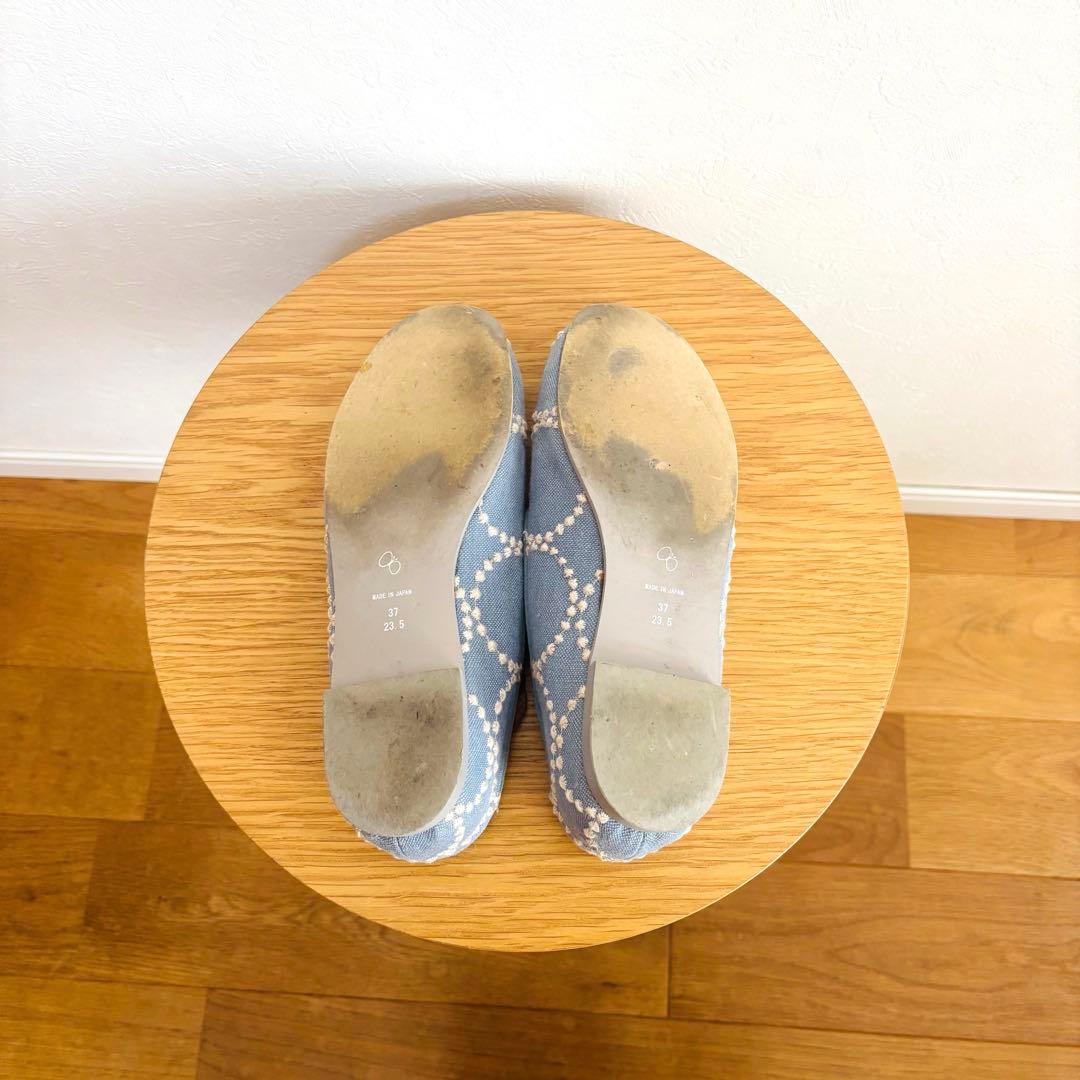 美品 ミナペルホネン 靴 パンプス フラットシューズ 23.5cm タンバリン