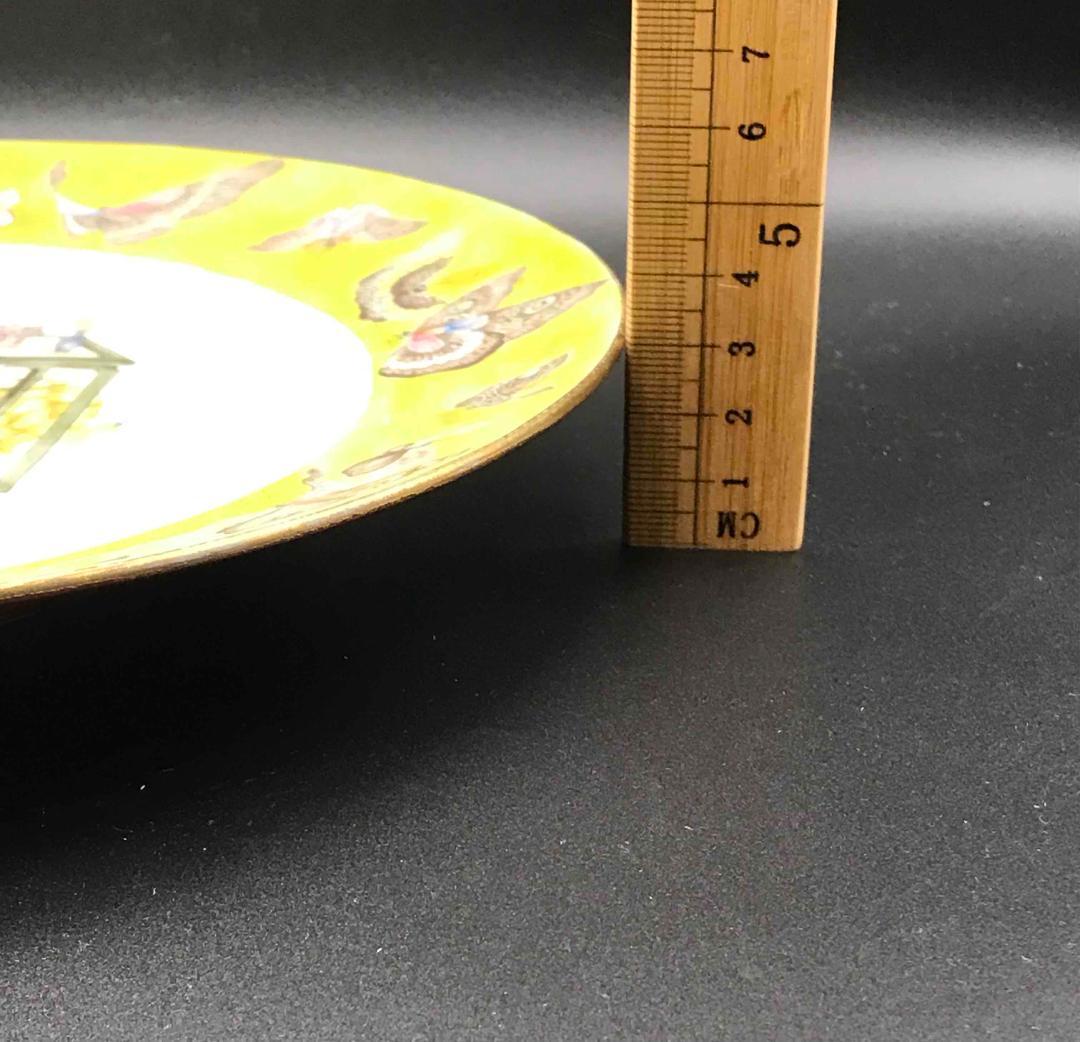 中国古美術大清道光年製在銘粉彩琺瑯彩 西洋人物バタフライ紋皿(A-5)