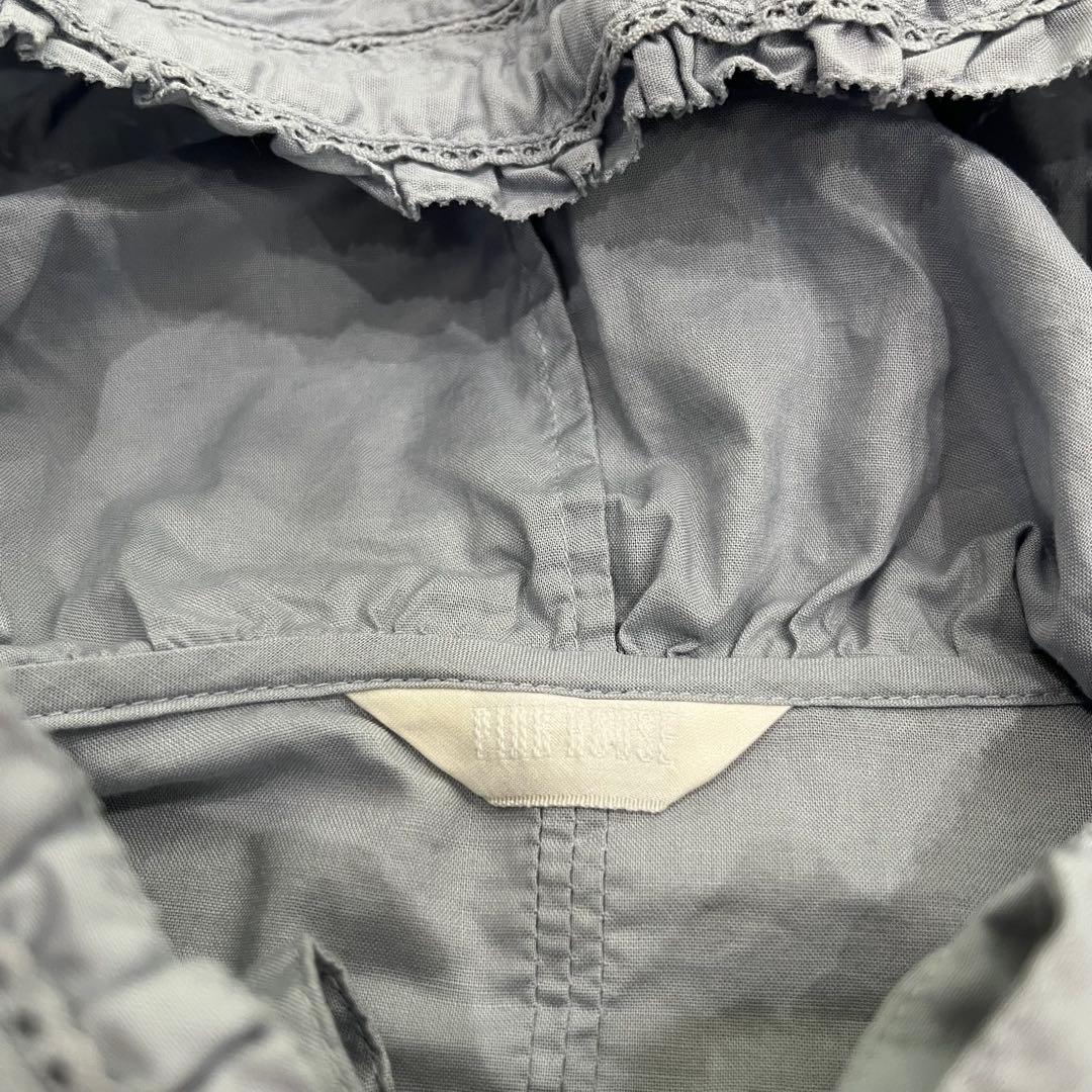 PINKHOUSE オーバーブラウス ピコフリル リボン ピンタック ブルー系