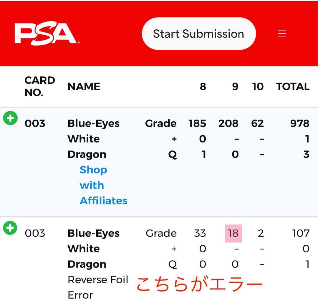 希少エラーカード】2002 青眼の白龍 逆シク 左シク PSA9 遊戯王 - メルカリ