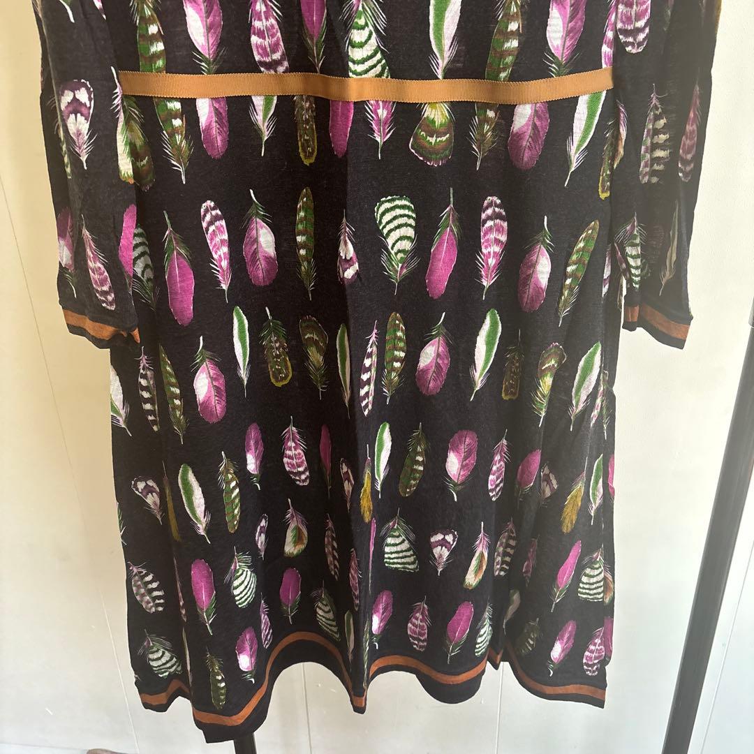 49AV.JUNKO SHIMADA フェザー柄ウール素材の長袖ワンピース