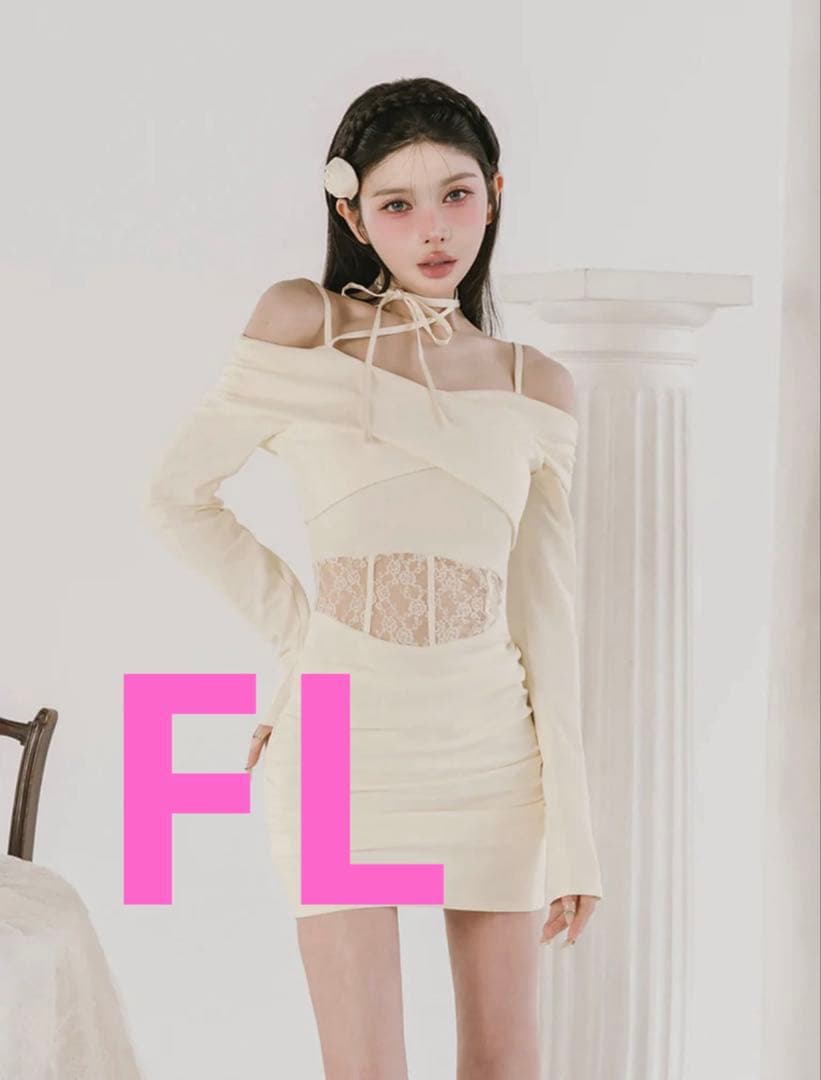 darich ダーリッチ コルセットレースカットミニワンピース アイボリー