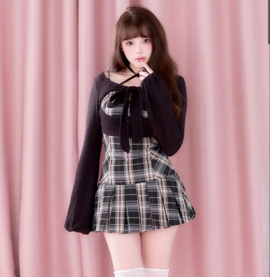 BunnyLis リボンファーボレロ×チェックミニワンピ - メルカリ