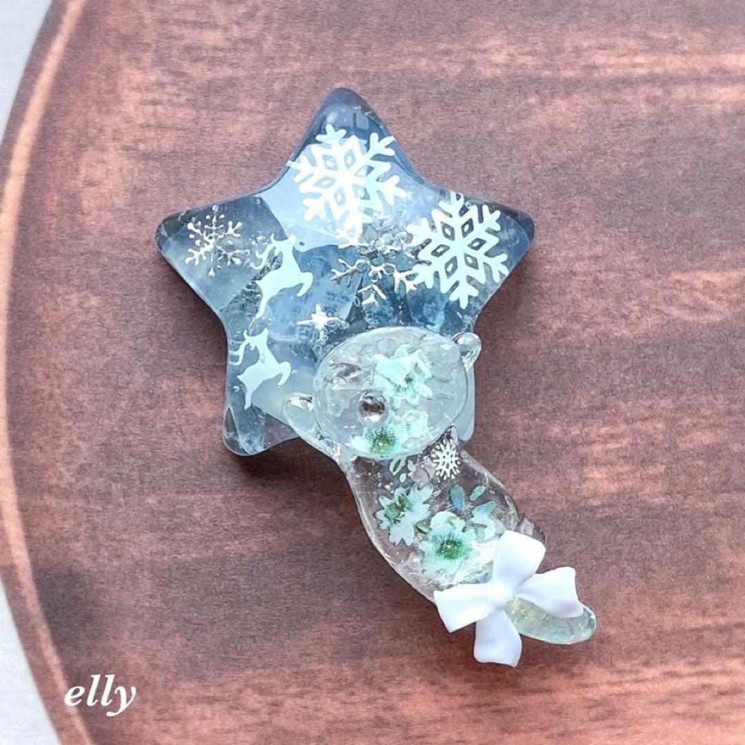 sawasawa様】1569.天然石 琉球ガラス 雪の結晶 とびつき猫 レジン