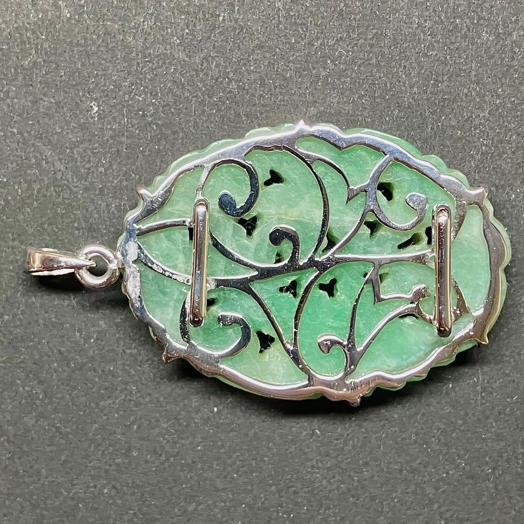 翡翠 帯留め ネックレス ペンダント トップ アンティーク ブローチ