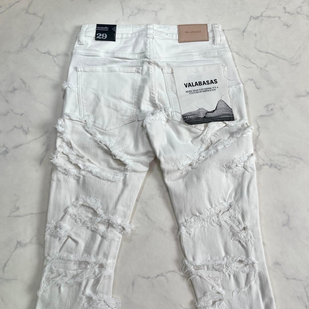 valabasaバラバサス ハードクラッシュスキニーフレアデニム ホワイト