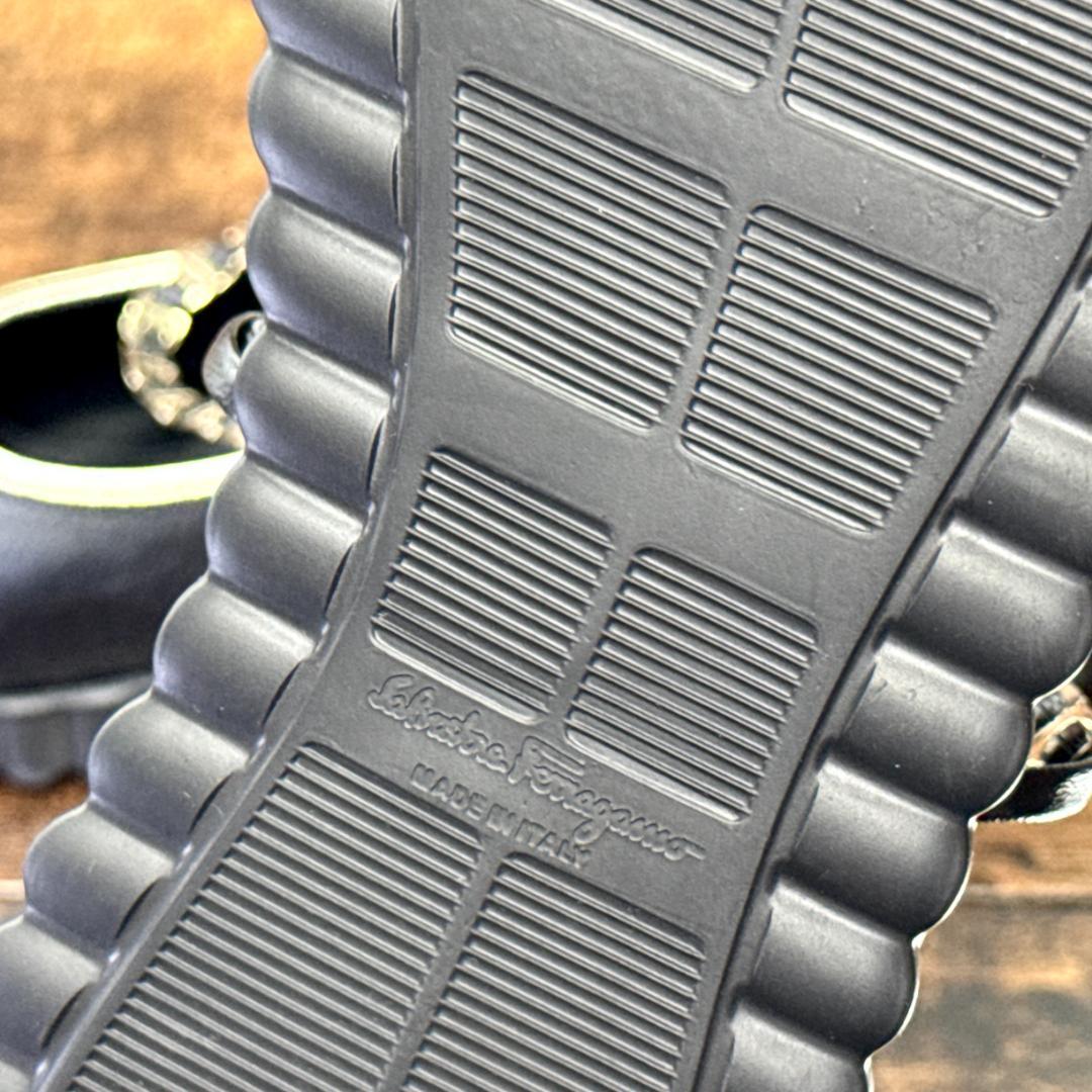 ☆即発 フェラガモ SANDY 厚底 バレエ 黒 6.5C 極美品 ナッパレザー