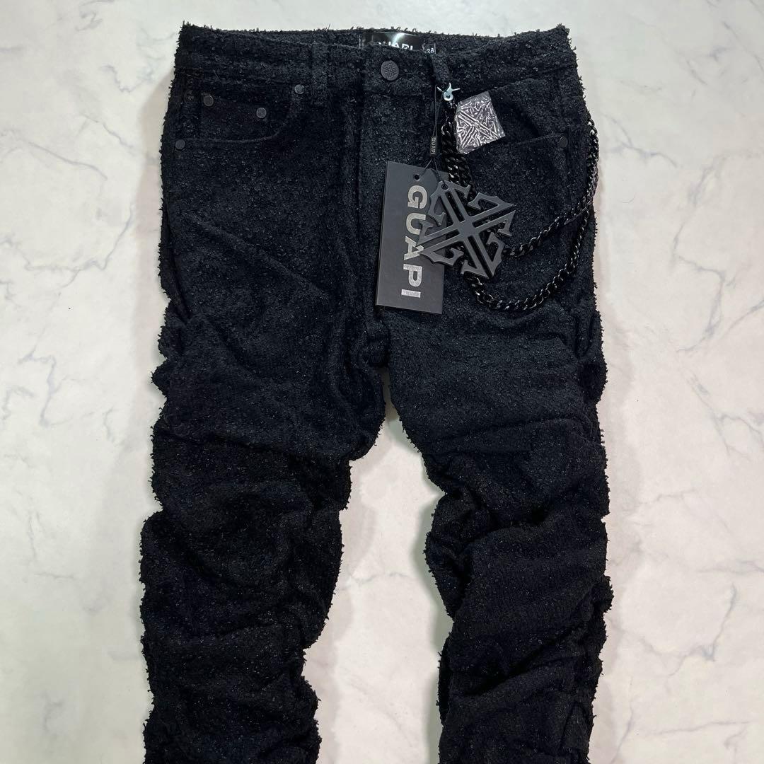 GUAPI グアピ オールブラック スーパースタックチェーンデニム 新品 28