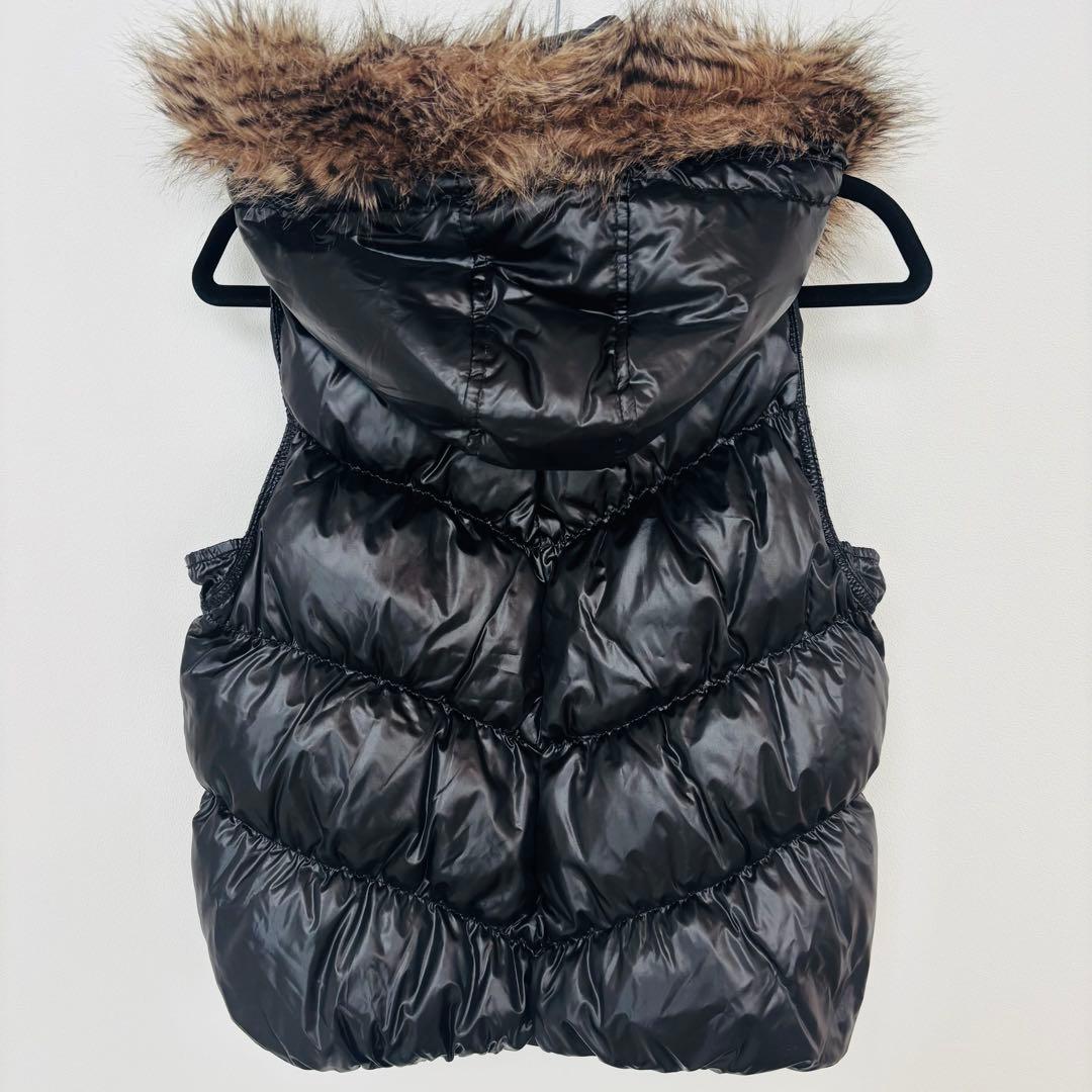 y2k GAP ファー付きダウンベスト M ブラック 40周年 光沢あり - メルカリ