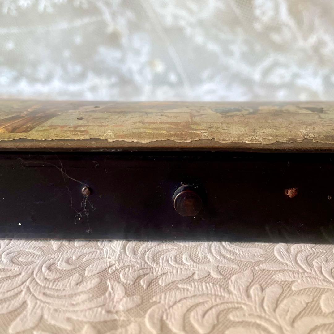 パピエマシェ小鳥柄ペンケース 筆箱 フランスアンティーク 雀 スズメ