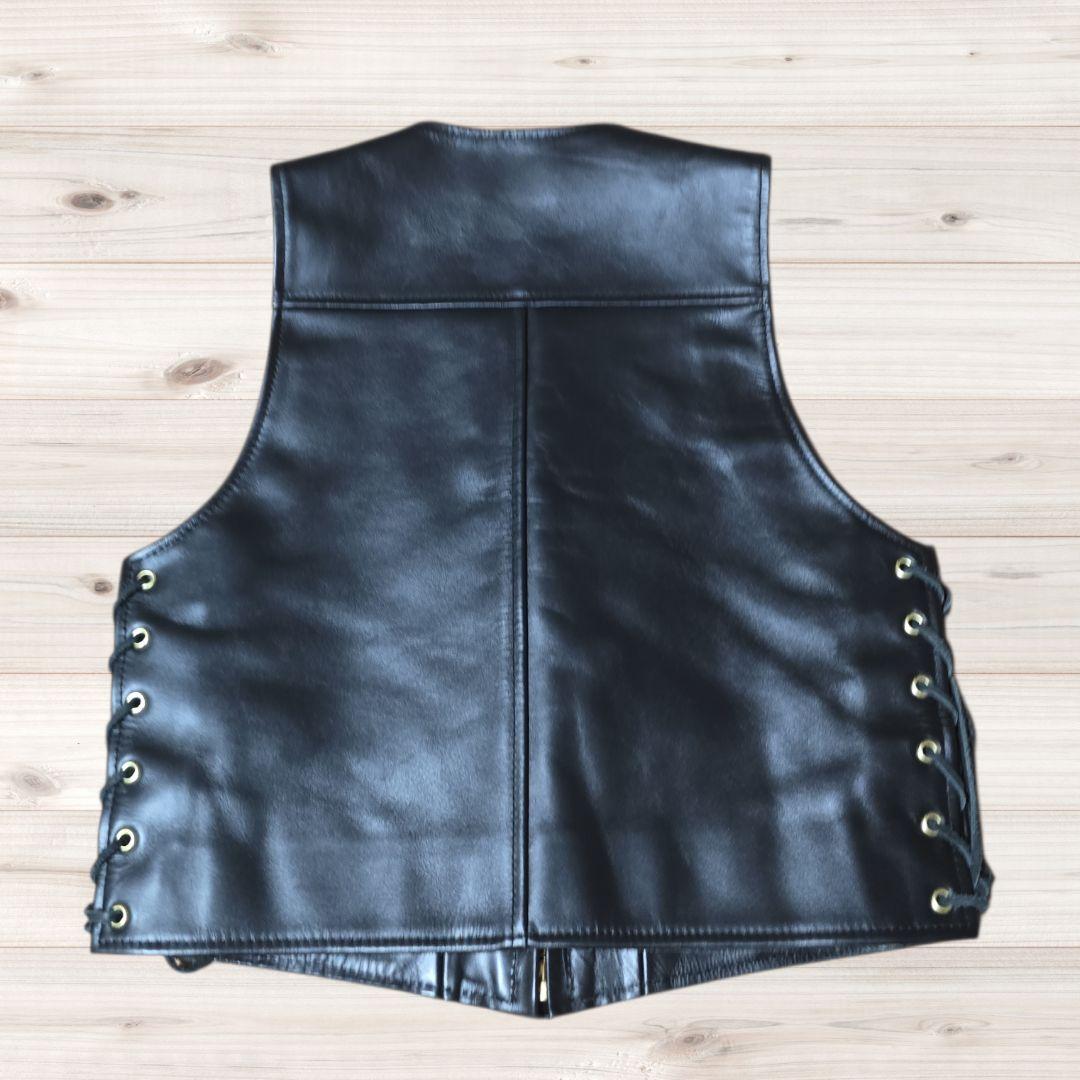 新品】KADOYA ブラック レザー ベスト ジッパー 黒 カドヤ - メルカリ