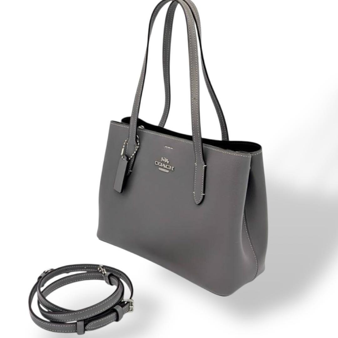 極美品✨COACH コーチ 2way トート ショルダーバッグ グレー レザー