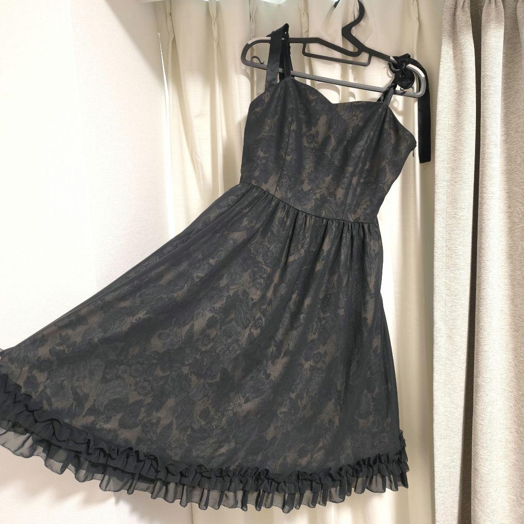 Moi-meme-Moitie 薔薇フリルジャンパースカート ミディネット