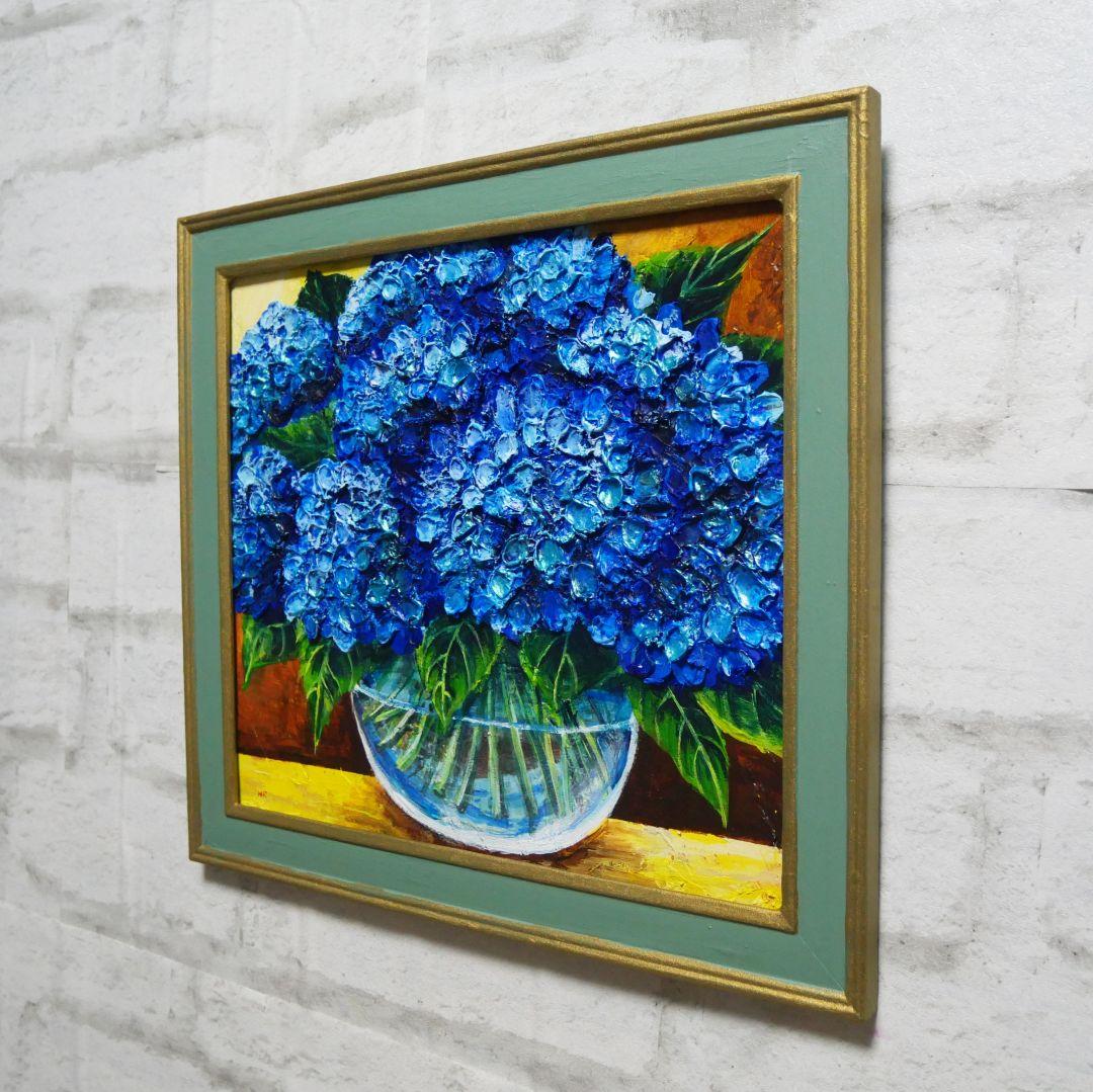 油絵 油彩 油彩画 絵 絵画【青い紫陽花】 - メルカリ