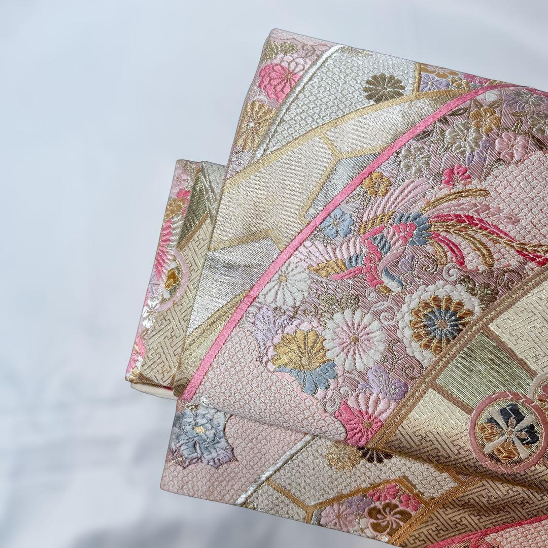 一体型 ワンタッチ帯 作り帯 マジックテープ 九百佐賀錦 豪華 袋帯 二