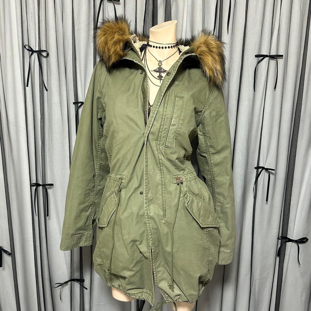 平成ギャル y2k ファー付きミニタリーモッズコート フェアリーグランジ