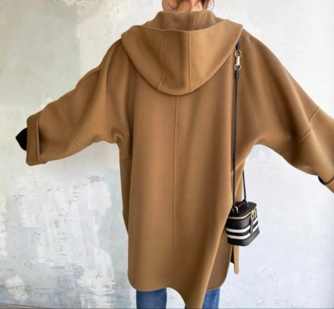 美品 Spick&Span スーパー160sテントラインショートコート キャメル