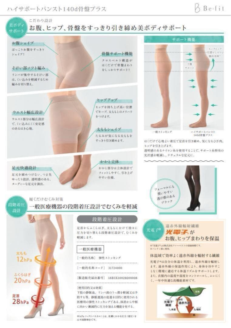 Be-fit ハイサポートパンスト 140d 骨盤プラス M3足 SY様♡