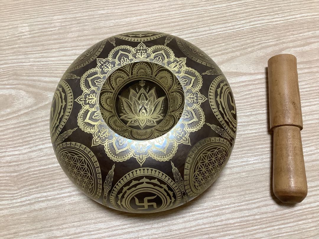 《 チベット密教　新品 》 シンギングボウル　倍音　曼荼羅　3点セット　82