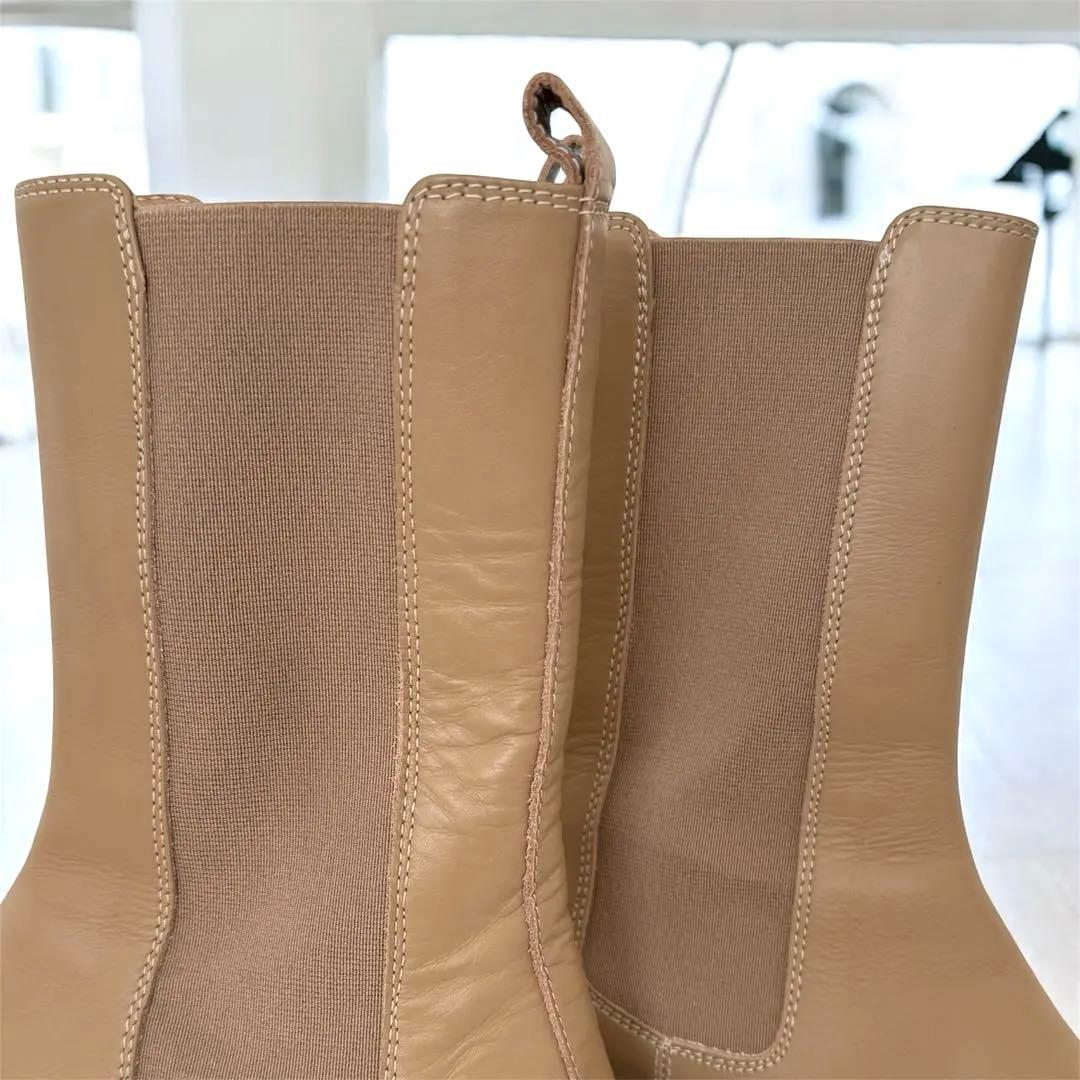 トゥモローランド レザーベージュ サイドゴアブーツ 厚底 ブーツ