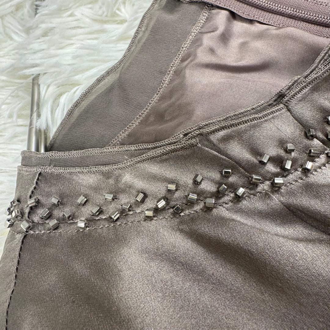 ANAYI シルク100% ワンピース ビジュー グレージュ 38 M - メルカリ