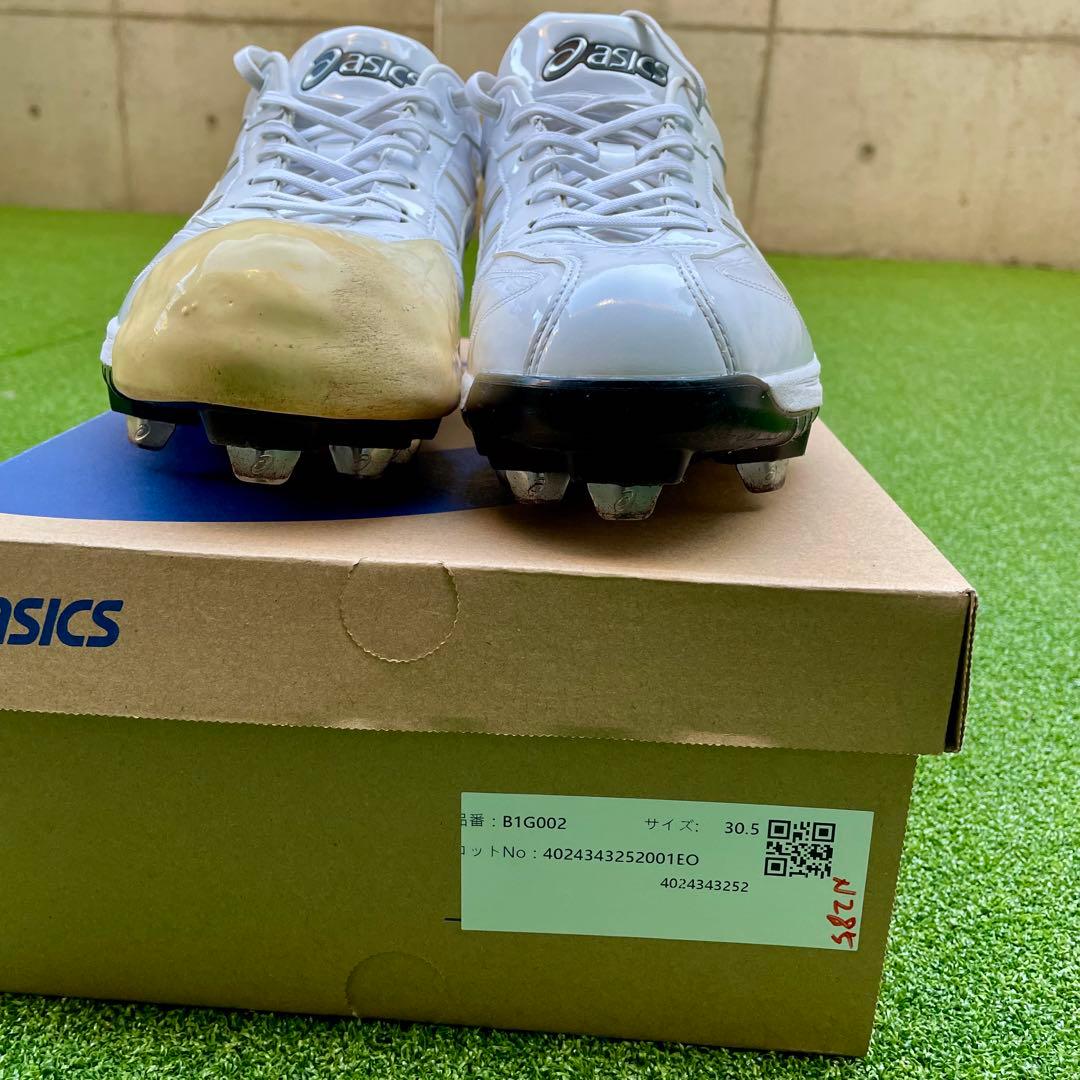 asics オーダースパイク白 (投手用)30.5cm (未使用インソール付き)