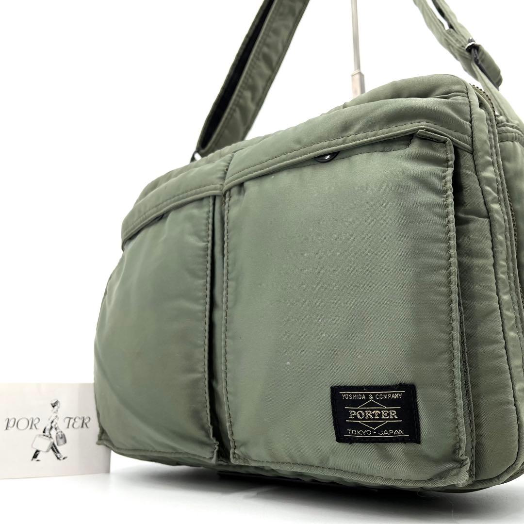 PORTER タンカー セージグリーン 二層 ショルダーバッグ ポーター