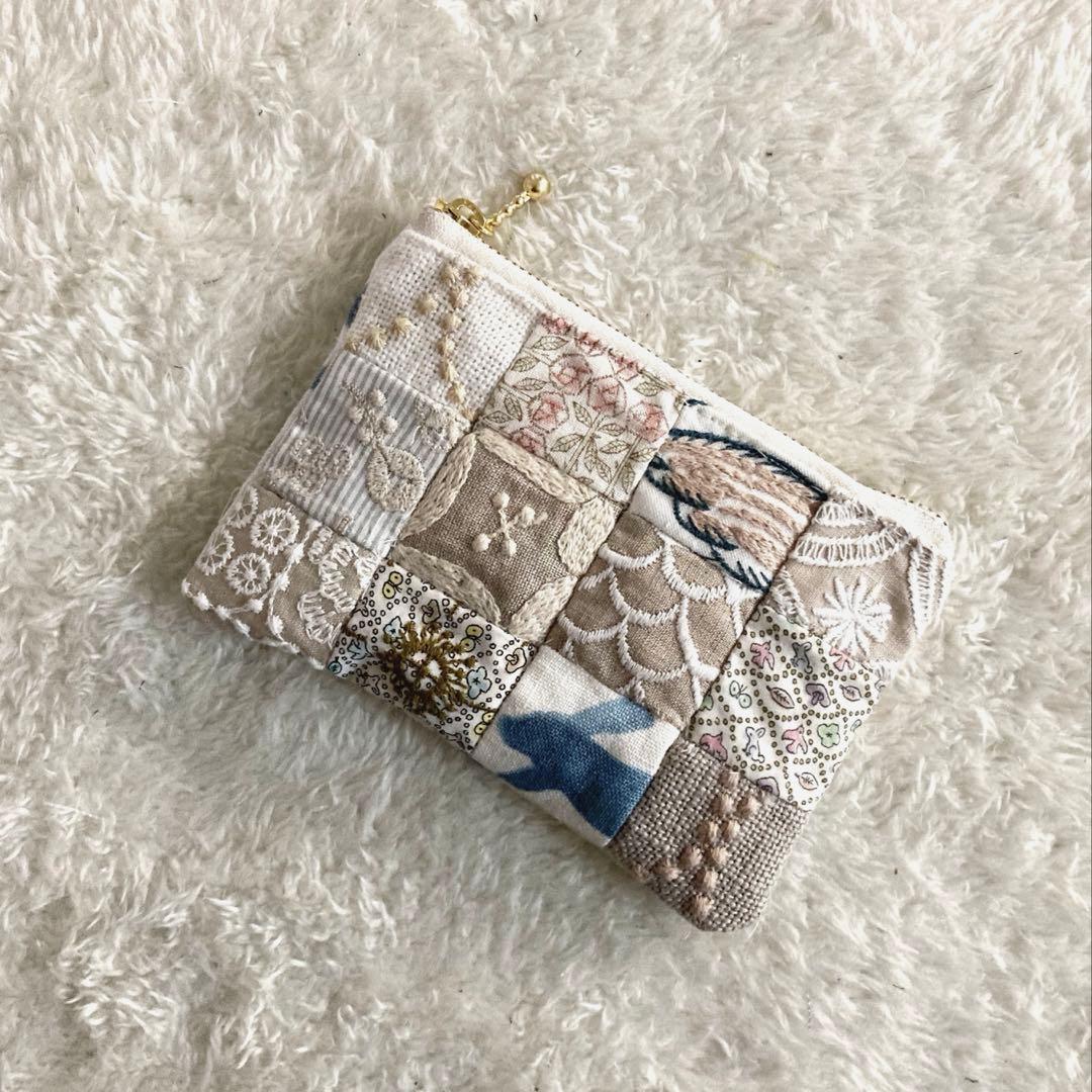 ミナペルホネン パッチワーク × ランランラン ハンドメイド ポーチ