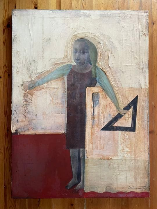 油彩画 : 開 光市 「繕う」キャンバス 20号P型 額装 油彩画 : 開 光市 「繕う」キャンバス 20号P型 額装 油彩画 : 開 光市