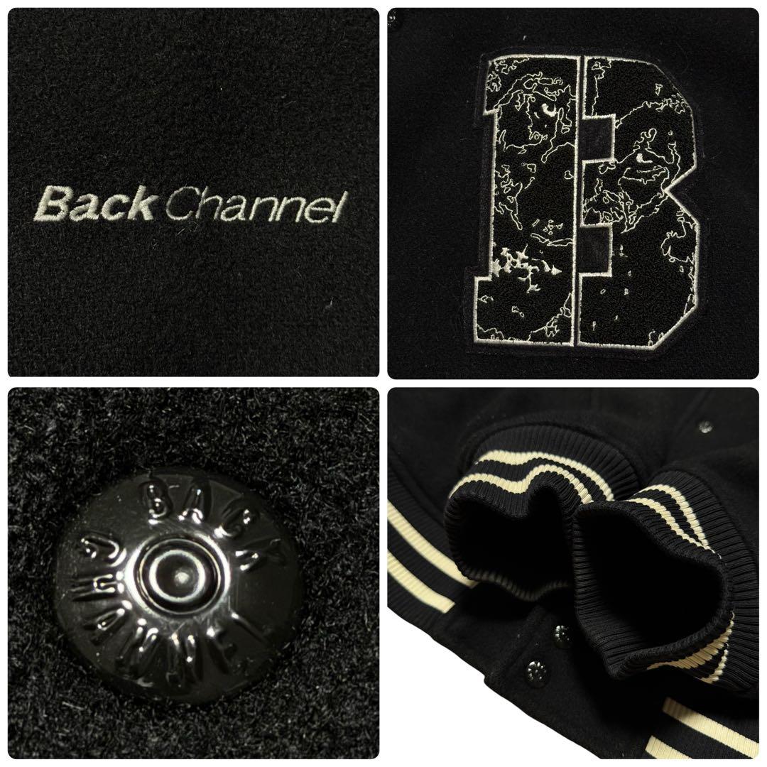 バックチャンネル 中綿入り スタジャン ウール ロゴ刺繍 ワッペン 黒 XL