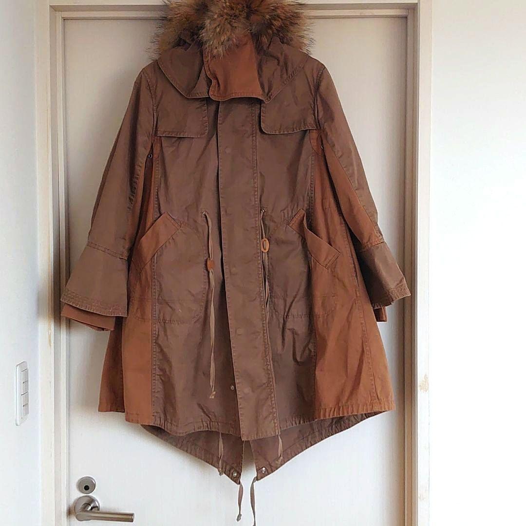 試着のみ futfur モッズコート　ブラウン EMMA CLOTHES（エマクローズ） モッズコート コート ミリタリーツイル