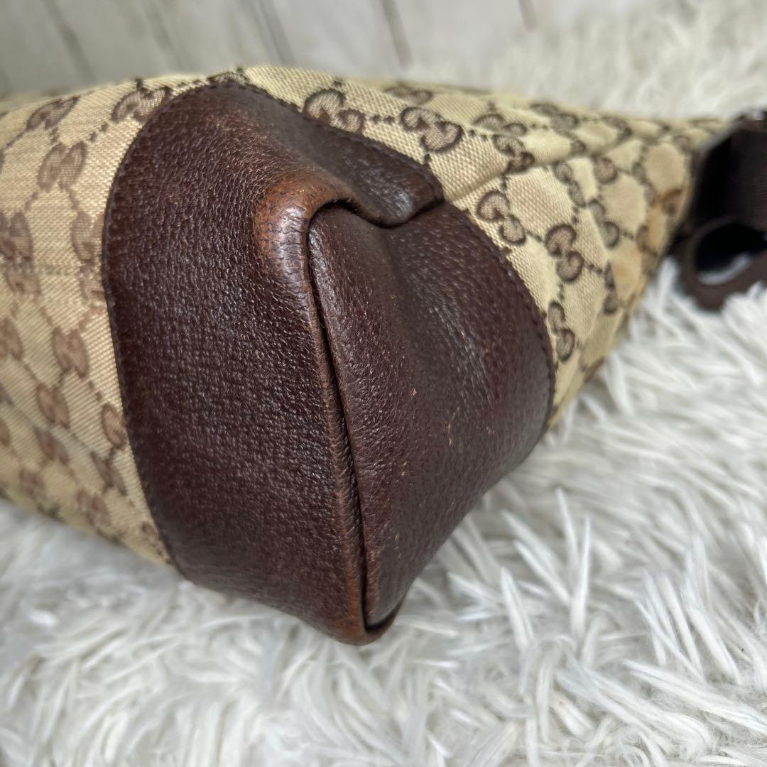 GUCCI ショルダーバッグ GGキャンバス ロゴ レザー ブラウン GGの通販