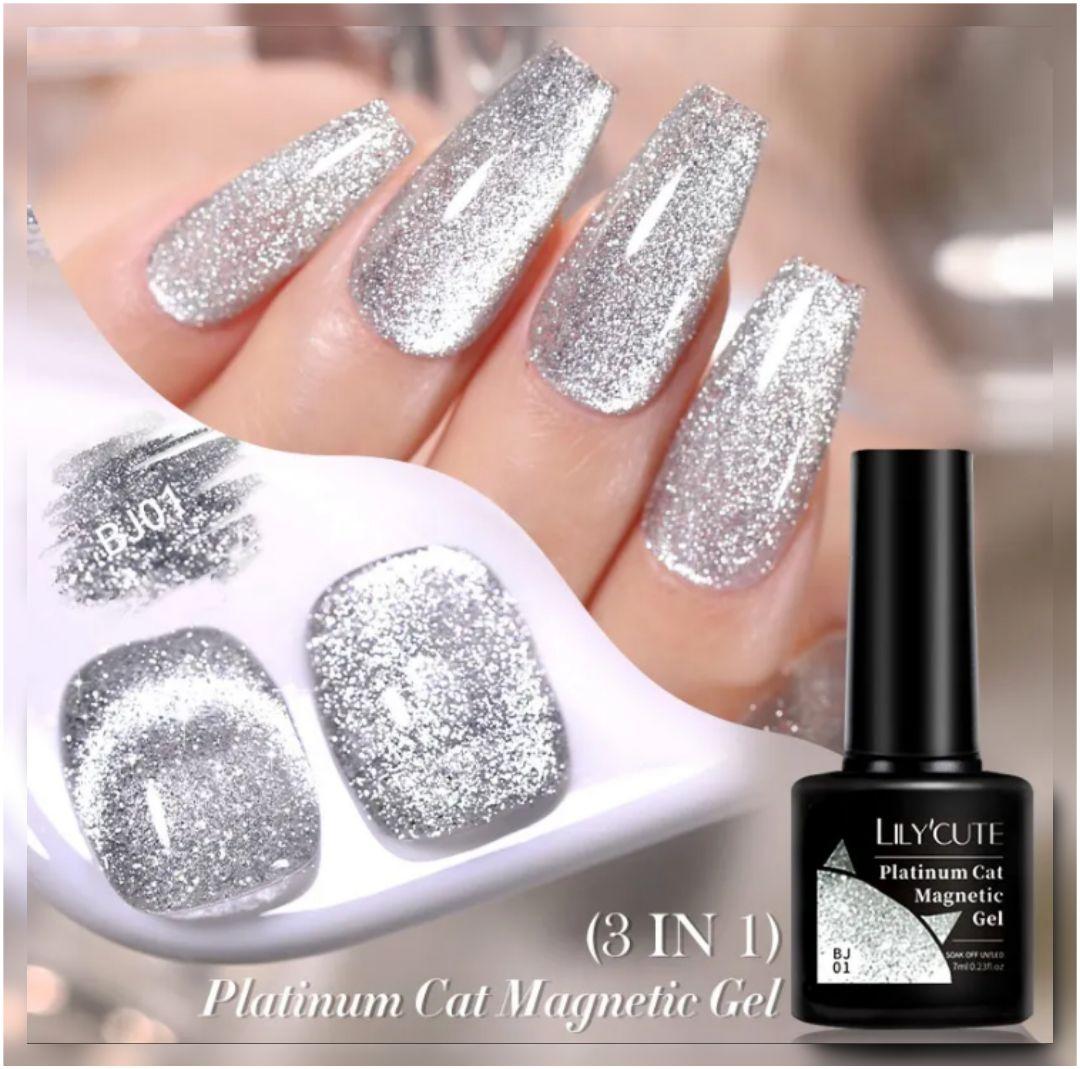1番 プラチナマグネットジェルネイル シルバーカラージェル ギラギラ