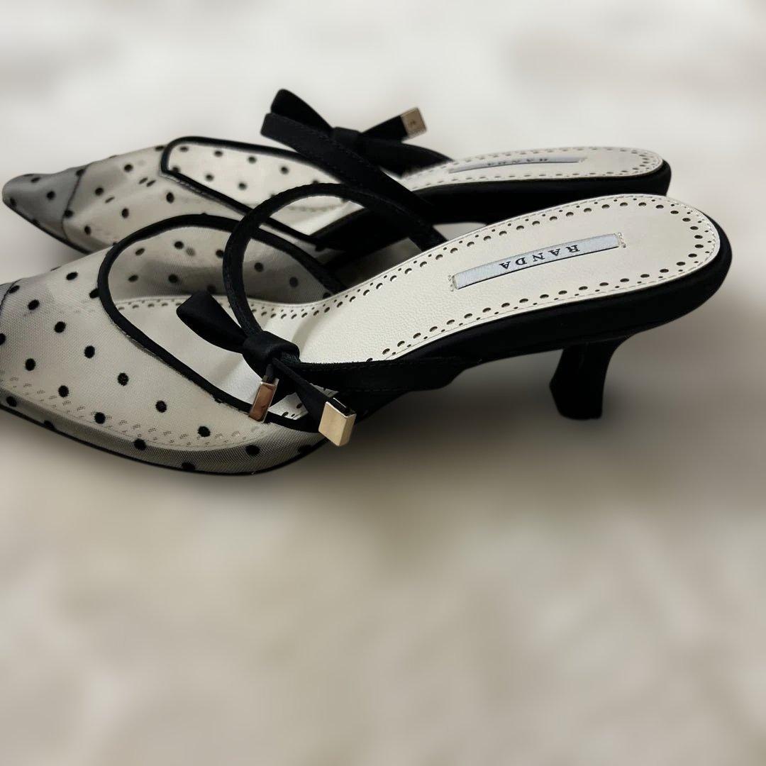 RANDA ドット柄 リボン付きミュール - メルカリ