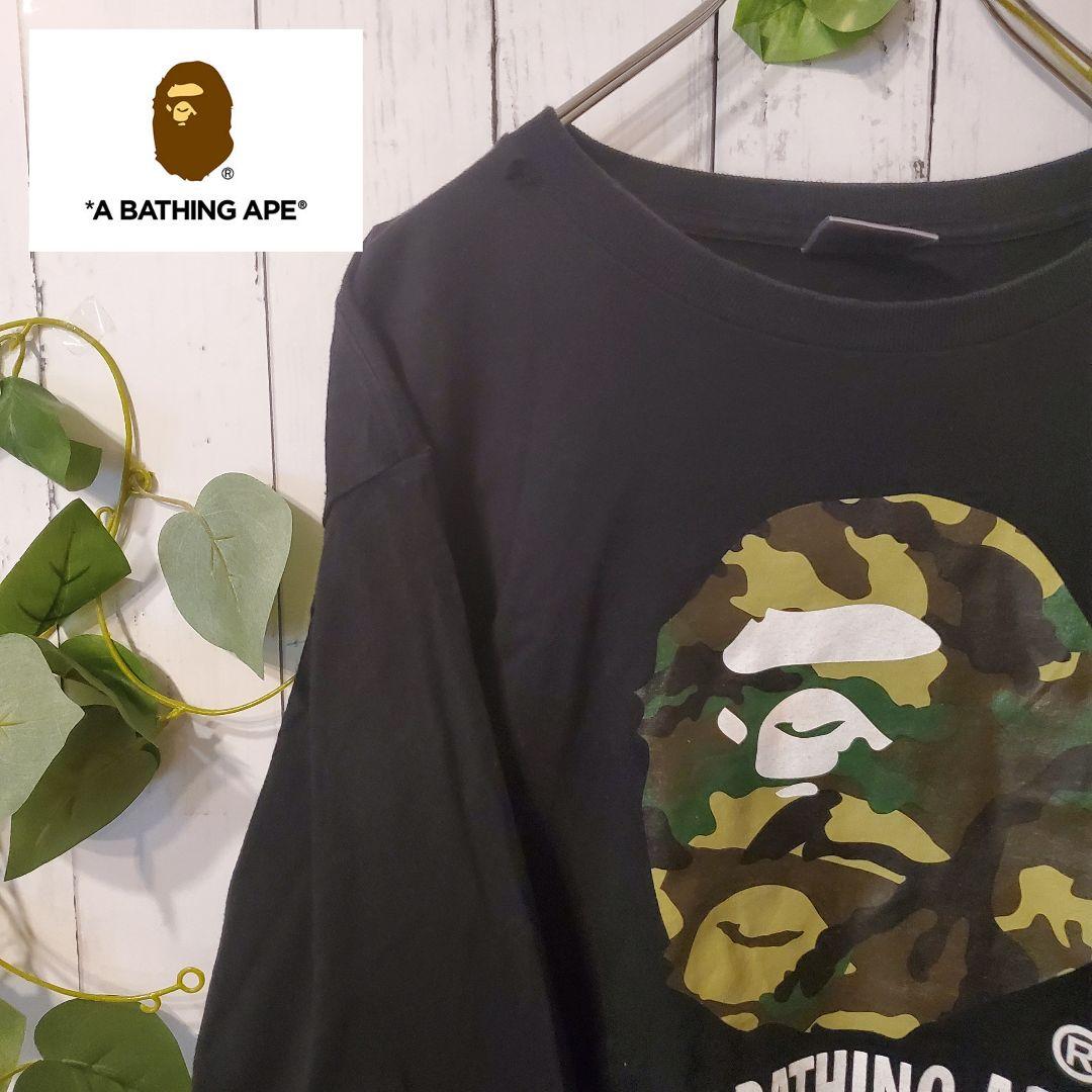 A BATHING APE アベイシングエイプ カレッジ ロンT 迷彩カモ柄 L