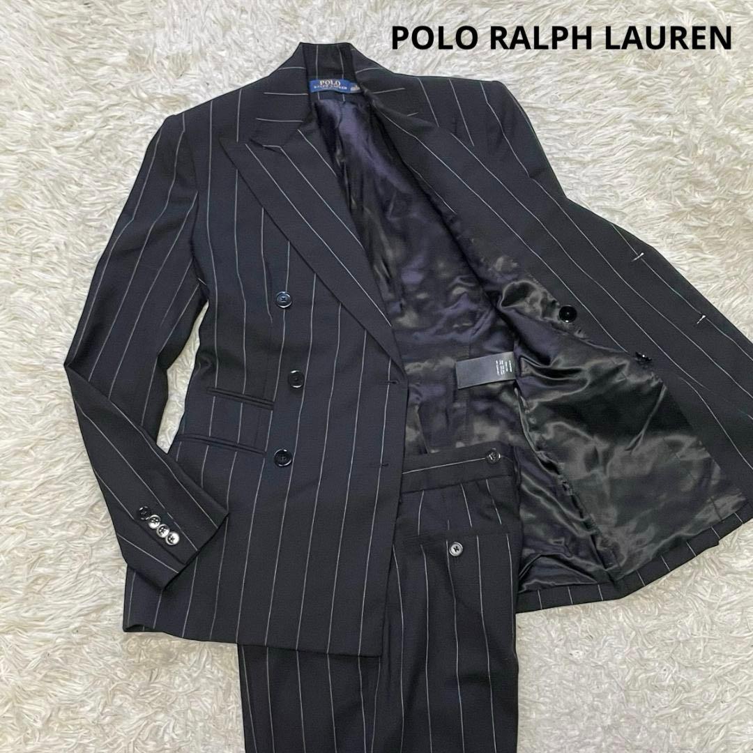 高級 イタリア製 ラルフローレン ピンストライプ ダブルジャケット