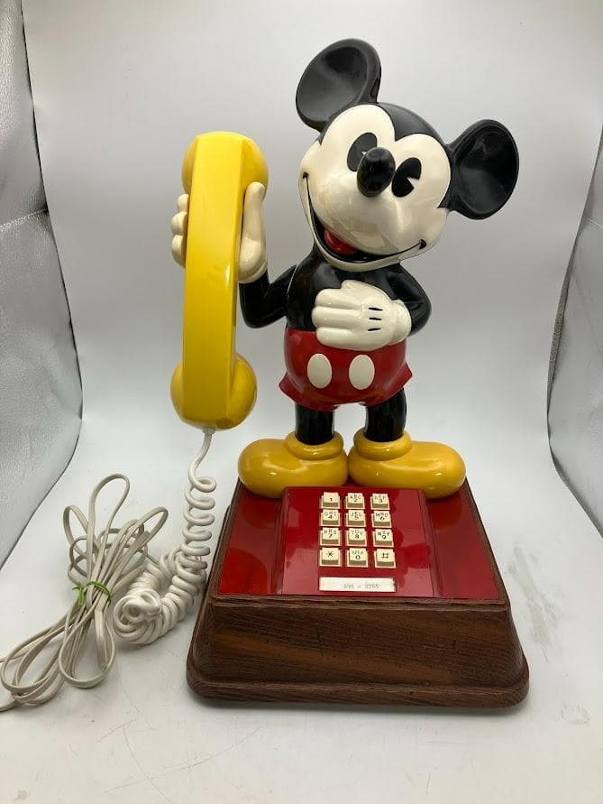 【激レア】　レトロ　アンティーク　ミッキーマウス　プッシュ式　電話機 Disney - ヴィンテージ ミッキーマウス電話機 昭和レトロの通販 by