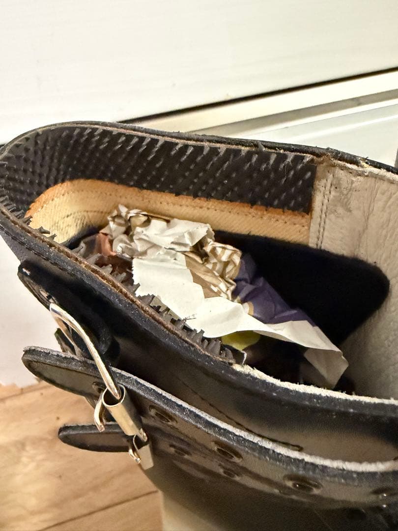 警察隊使用 編み上げブーツ 予備品 未使用 本革 25.5cm