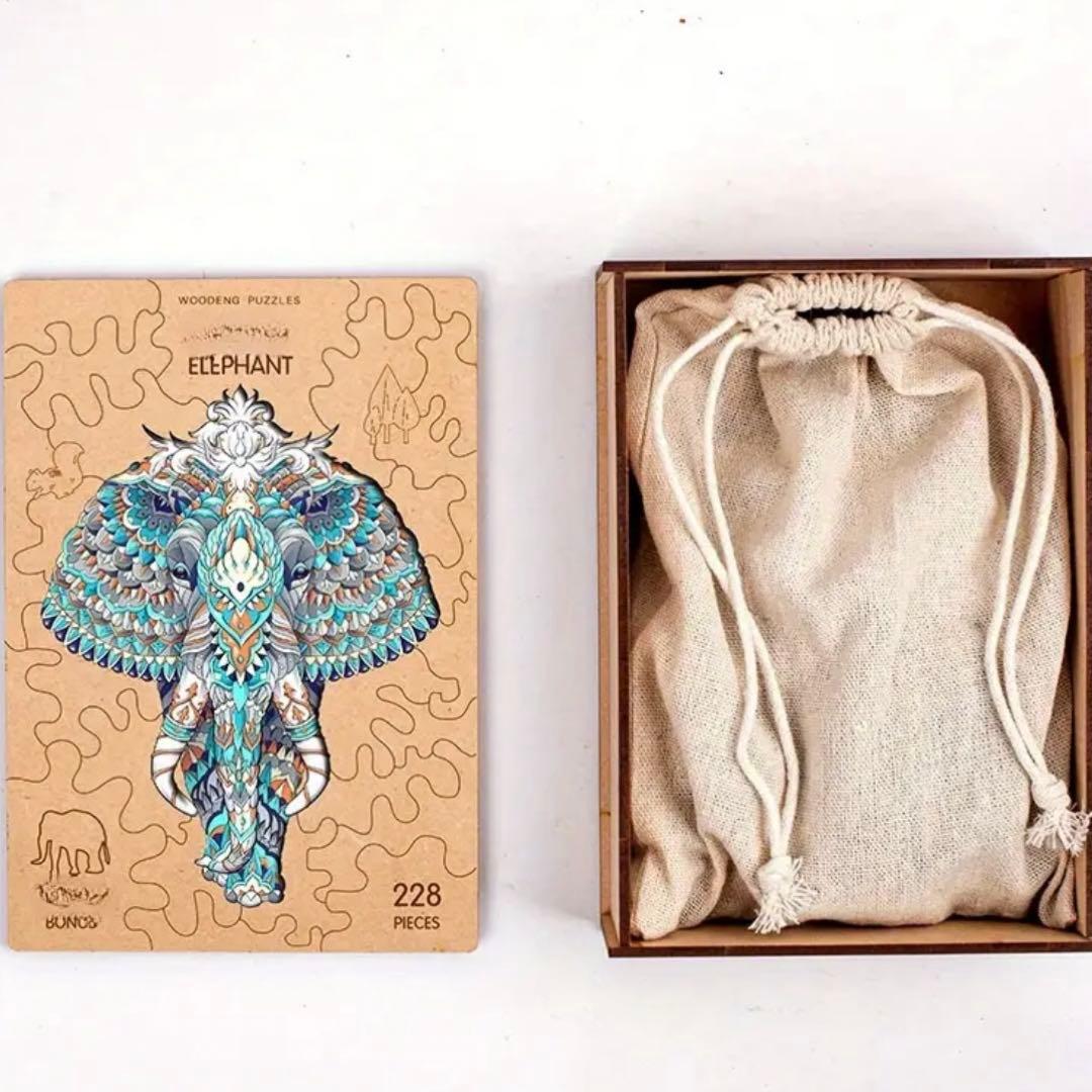 木製 ジグソーパズル 知育 立体 パズル ゾウ 動物 木 大人 子供