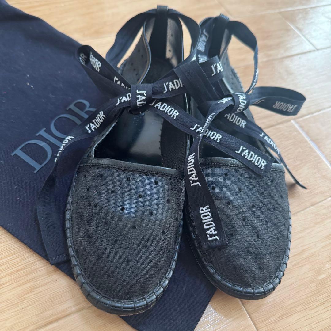 Dior エスパドリーユ フラットシューズ J'ADIORリボン付き Dior エスパドリーユ フラットシューズ J'ADIORリボン付き - 靴快適