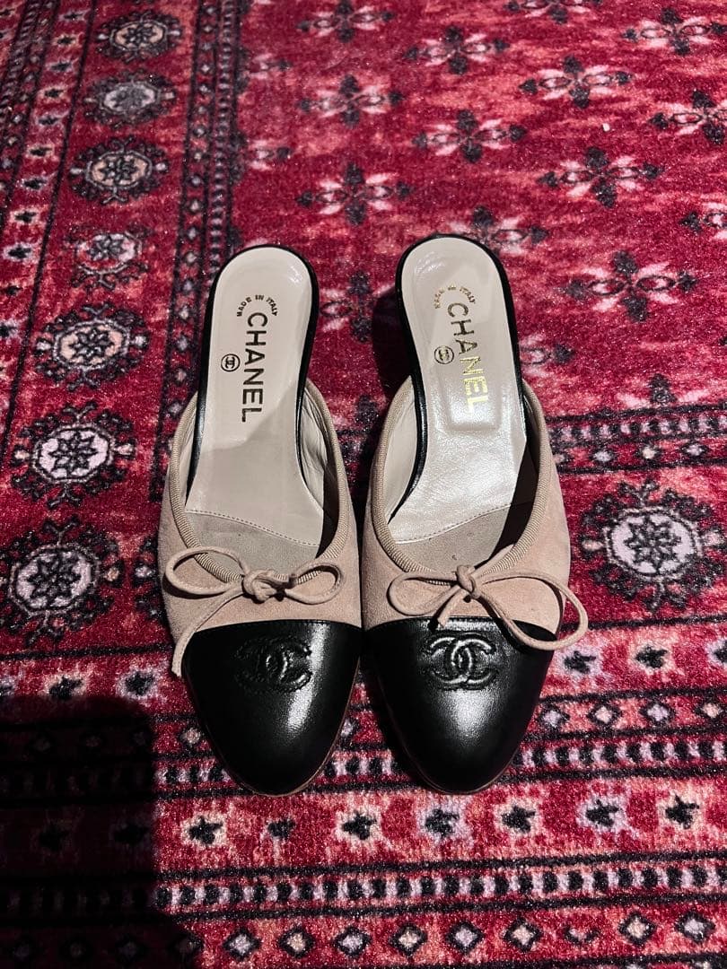 CHANEL ミュール サンダル ベージュ 黒 最終お値下げ org.jpg