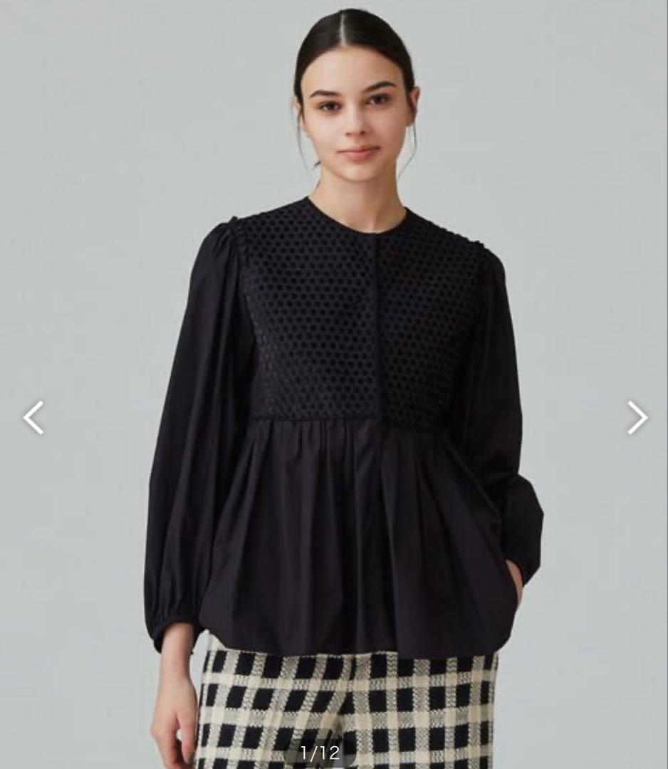 TOMORROWLAND ブラックコンビネーション ペプラムブラウスフリーサイズ セール】 ブラックコンビネーション ペプラムブラウス （シャツ