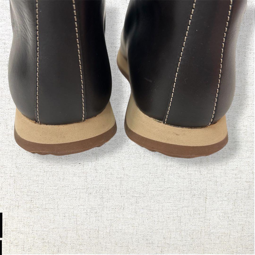 未使用級 ロゴ刻印 HERMES ロングブーツ レインブーツ オールレザー 37