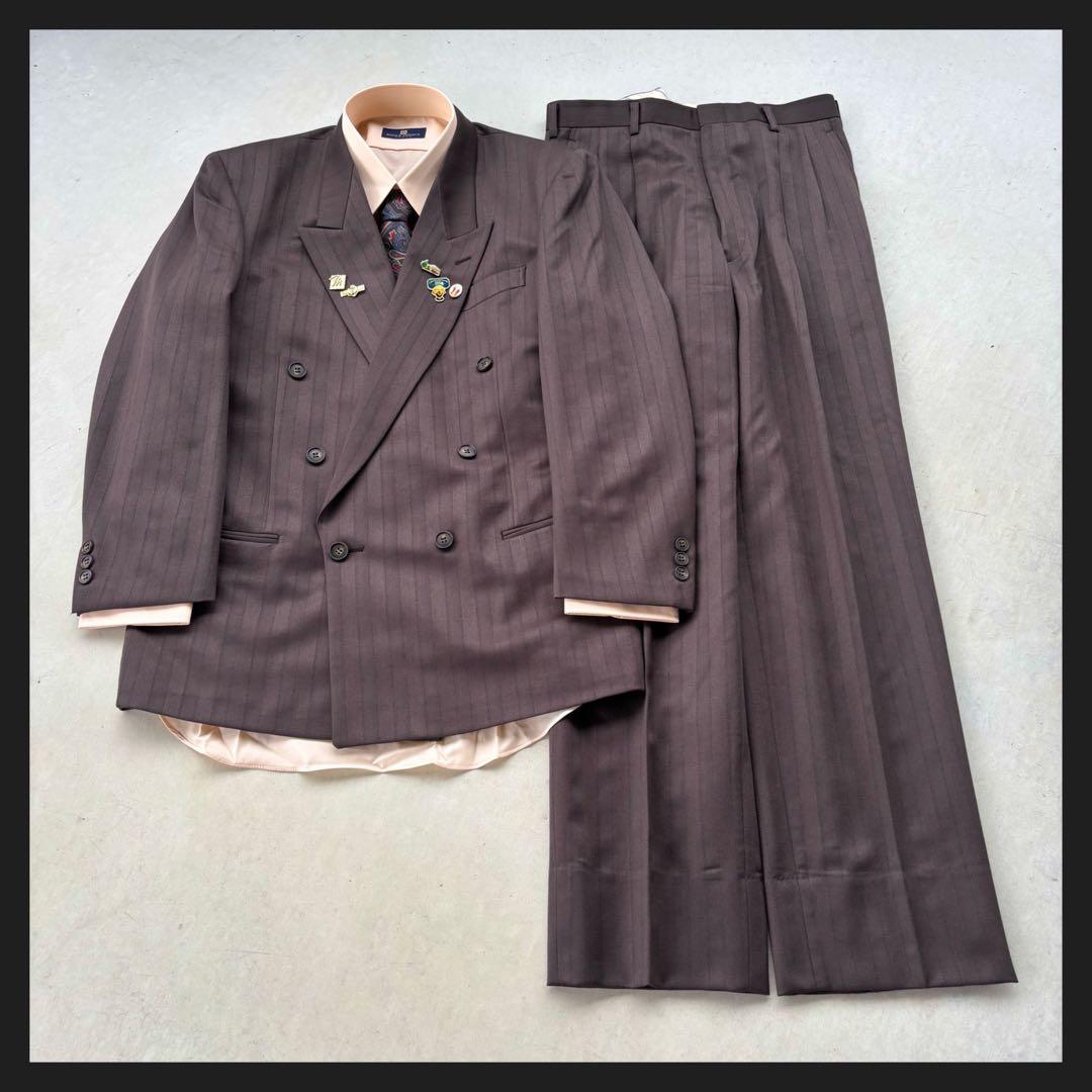 90s☆ヴィンテージ】5点セットアップ ダブルスーツ ダークブラウン