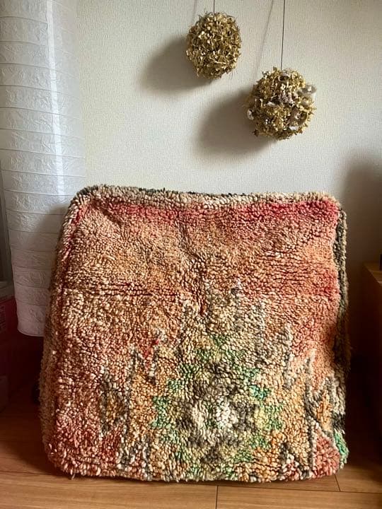 ⭐︎週末セール⭐︎モロッコ　プフ　モロッコ雑貨　ヴィンテージ モロッコ ヴィンテージラグのプフ60㎝×H20㎝「モロッコインテリアの